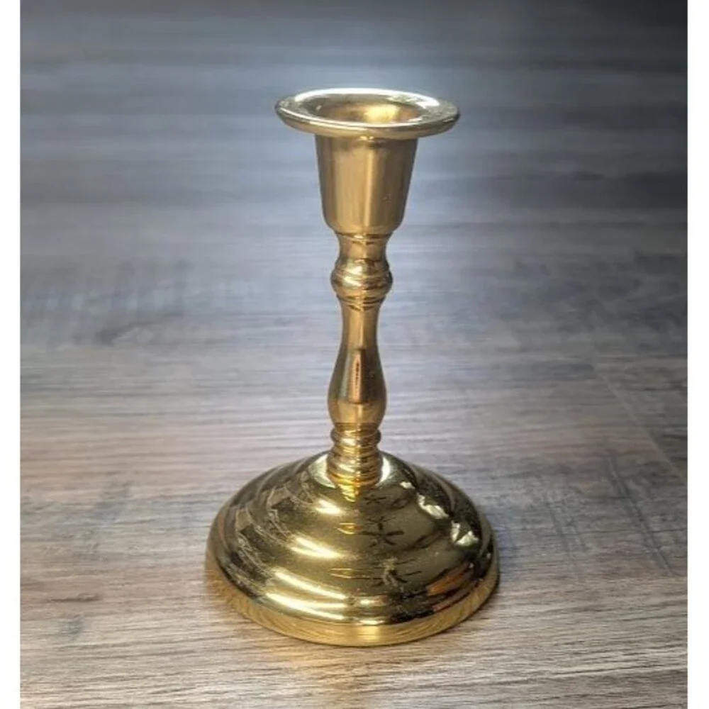 Vintage Solid Brass Candlestick Holder 5” Heavy Classic Design